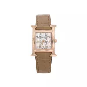 [엘러브]  H아워 PM 18K 로즈골드 다이아몬드베젤 화이트판 차이 엘리게이터 5