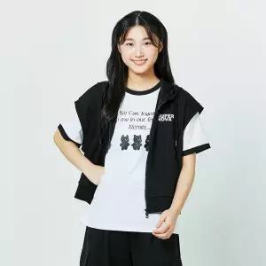 [보리보리/소이]여자 여름이월 블랙크롭후드셋업조끼(25M0785)