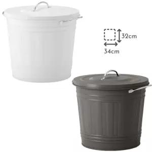 이케아 스틸 뚜껑 쓰레기통 덮개 휴지통 16L 크노드