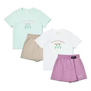 [아이더] 키즈 리프 반팔 티바지 셋업세트_JWM23M01