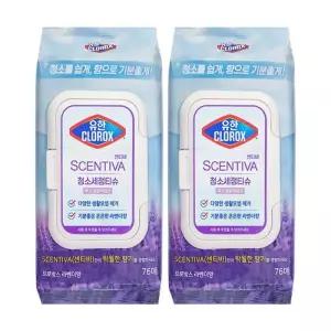 유한락스 청소세정티슈 센티바 프로방스 라벤더향 76매 x2