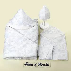 [롯데백화점]타티네쇼콜라 트왈드배냇저고리+속싸개+겉싸개+모자(출산준비물선물4종세트)TNORAG182B