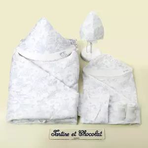 [롯데백화점]타티네쇼콜라 트왈드배냇저고리+속싸개+겉싸개+단말+모자(출산준비선물5종세트)TNORAG182B