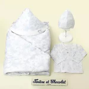 [롯데백화점]타티네쇼콜라 트왈드배냇저고리+겉싸개+모자(출산준비물선물3종세트)TNORAG182B