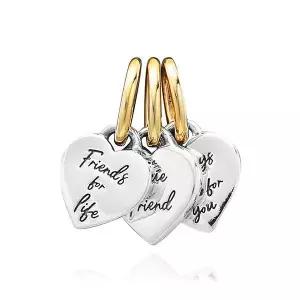 [ PANDORA] 762722C00 스피리터블 프렌드쉽 투톤 샤인 트리플 펜던트 겸 댕글 참