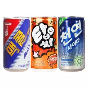 천연사이다 190ml x 30캔 + 탑씨 오렌지 190ml x 30캔 + 맥콜 190ml x 30캔