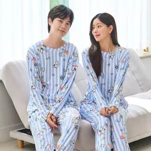 스누피 피치라운드 긴팔세트(WD325) 스트라이프 잠옷 택1