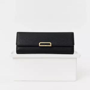 닥스 액세서리 여성 24FW [스테디셀러] 블랙 음각로고 소가죽 장지갑 WCWA4F200BK