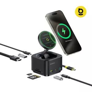 베이스어스 7 in 1 허브 맥세이프 무선 충전 USB C타입 멀티 포트 HDMI HUB 3.2 맥프로2