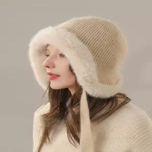 양털모자 겨울 비니 여성 여성용 모피 니트 겨울모자 퍼비니 울 부클 남녀공용 털비니