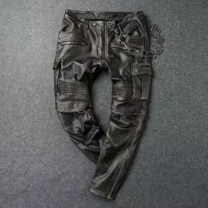 오토바이 가죽바지 라이딩 빈티지 슬림 보호 방풍 제품 양가죽 바지 팬츠 사이클링