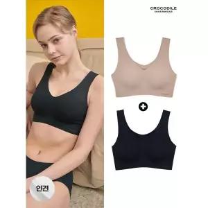 크로커다일 이너웨어쿨 인견 V넥 감탄브라 11 베이지블랙 367742