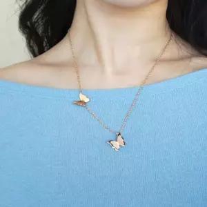 [이어넥핸즈] 써지컬스틸 펄나비 목걸이 실버 로즈골드