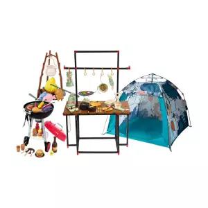 [캐스비]플레이 캠핑놀이4종세트(1275set) (캠핑놀이풀세트+바베큐그릴+캠핑모닥불놀이+어린이원터치텐트)