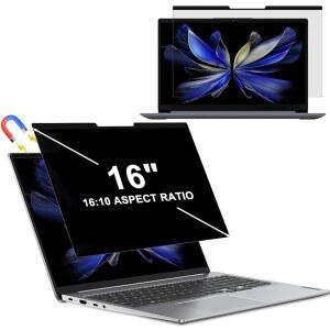 마그네틱 노트북 프라이버시 스크린 16인치 16:10 - 컴퓨터 모니터 필터, 눈부심 방지 블루 라이트 쉴드, 레노버 Hp 델 에이서 에이수스 씽크패드 엔비 Xps용 탈착식 안티