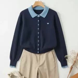 메칸지 배색카라 니트가디건_ND1GD001