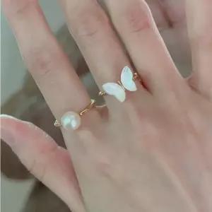 나비 골드 진주 free 패션 반지 / 써지컬 프리사이즈