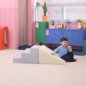 [avec]아베크 아이플레이짐 라이트세트 향균 실내 쿠션 미끄럼틀 + 유아 계단