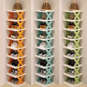 틈새수납장 9단 신발장 공간 절약형 수직 현관용 높고 좁은 조립이 간편함