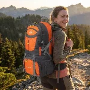 방수 대형 등산가방 60L 오렌지 등산백팩 트레킹 배낭 캠핑 백팩