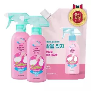 [엘지생활건강]온더바디 코튼풋 발을씻자 풋샴푸 비누향 385ml x 2개 + 리필 500ml x 1개