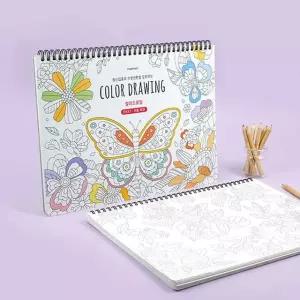 핑크풋 스프링 힐링 컬러드로잉 쉬운버전 컬러링북 색칠공부 컬러드로잉북