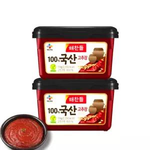 해찬들 100% 국산 고추장 1kg x 2입 대용량 깔끔한 매운맛