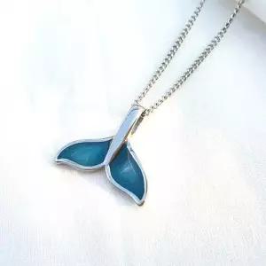변색안되는 써지컬스틸 블루돌핀 돌고래꼬리 목걸이