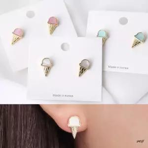 [라일리의류] Rly 아이스크림 러블리 아크릴 콘 패션 티탄침 귀걸이