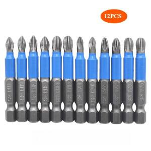 12개입 S2 스틸 자석 드라이버 비트 박스 포함 PZ1 PZ2 PZ3 PH1 PH2 PH3 전동 드릴 및