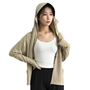 [MORE AUNI] 래시가드 레ディ ス 파카 UV 차단 챙이 달려 있어 탈부착 가능 UPF50 손가락 구멍 포함 경량 접촉 냉감 얇은 소재 자외선 차단제 긴소매 자전거 통근 통학 바다 수영장 아웃도어 J20034