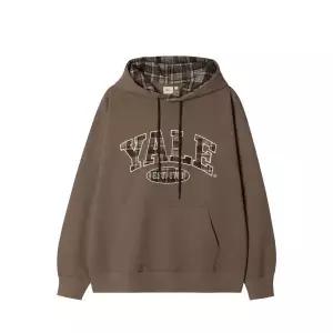 [예일]체크 투톤아치 후드_브라운