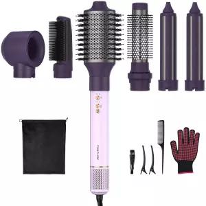 프리미엄 알루미늄 바디가 장착된 펀플로우 6-in-1 헤어 드라이어 브러시 110 000 RPM 고속 에어 스타일러