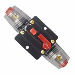 WOHHOM 30A 40A 50A 60A 80A 100A 150A 오디오 회로 차단기 자동차 스테레오 인라인 퓨즈 홀더 인버터, 해상 보트 시스템 보호를 위한 수동 리셋 12V-24V DC (20A)