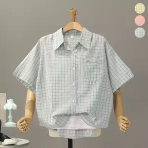 [모노시크] 프로트 체크 펜던트 포켓 반팔 언발 셔츠_MNBS669