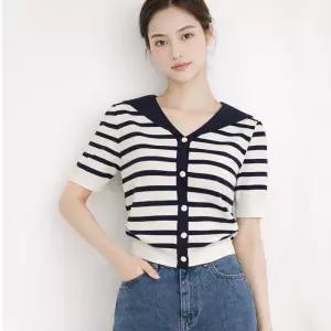 (택가 79000원)[샐리] 단가라세일러카라반팔니트_I5B-CKN003