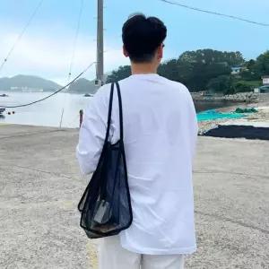 물놀이 망사가방 여행 여름 비치 그물 숄더백 블랙 망사 물놀이가방 여름가방