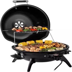 전기 그릴 테크우드 실내/외 바비큐 1600W 휴대용 탈착식 테이블탑 조절 가능한 열 및 드립 트레이 파티용