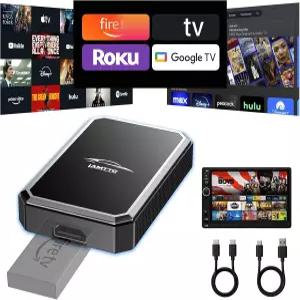 램토 자동차 TV 메이트 프로 및 무선 카플레이 어댑터 - 2 in 1 매직 AI 박스 업그레이드 파이어 스틱용