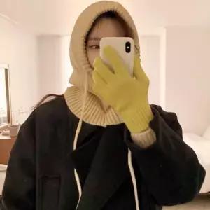 여성 페이크 후드 넥워머 니트 바라클라바 목도리 목폴라 머플러