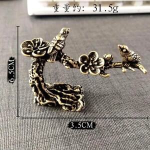 순수 구리 매화 나무 해피 까치 새 미니어처 장식품 골동품 황동 뻐꾸기 입상 차 테이블 책상 공예