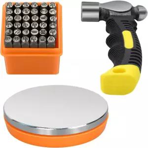 금속 스탬핑 키트 37pcs 3mm 1/8 번호 및 문자 스탬프 세트 스틸 벤치 블록 해머 포함 주얼리 제작 도구