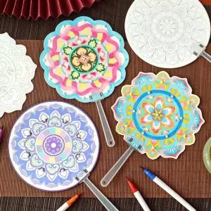 전통 문양 부채 만들기 꾸미기 DIY 6종 어르신 시니어 치매 예방 미술 색칠 공부