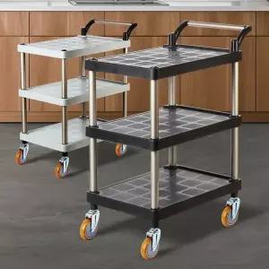 [오너클랜]플라스틱 PP 3단 중 와인바퀴 이동식웨건 주방 트롤리 이동식트레이