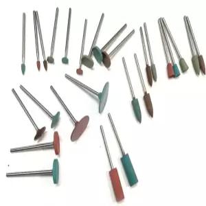 PHYHOO 연마 버 주얼리 고무 회전 도구 액세서리 다이아몬드 인 에머리 비트 세트 금속 유리 돌 타일 26개