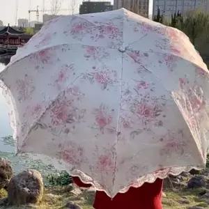 고급 여성용 여름 암막 레이스 자수 우양산 우산