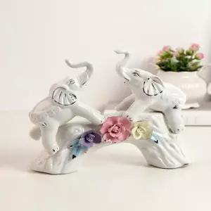 ksr 칼라 꽃 도자기 나무위 코끼리 장식