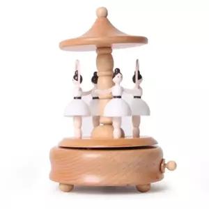 태엽 발레리나 뮤직박스 움직이는 원목오르골 나무 태