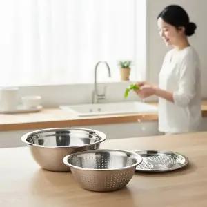 올스텐 채반 믹싱볼 3종 세트 야채 슬라이서 다용도 강판 채칼