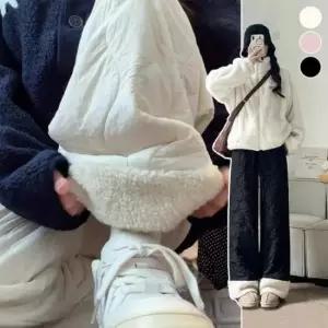 패딩바지 여성 기모 퍼 와이드 밴딩팬츠 ELC 9061 바지 일자 겨울 방한팬츠 벨벳 여자